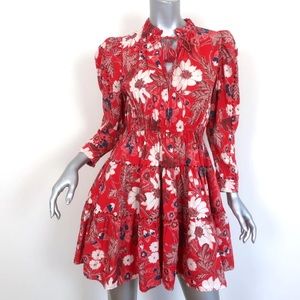 Ulla Johnson Liv Red floral dress size 8